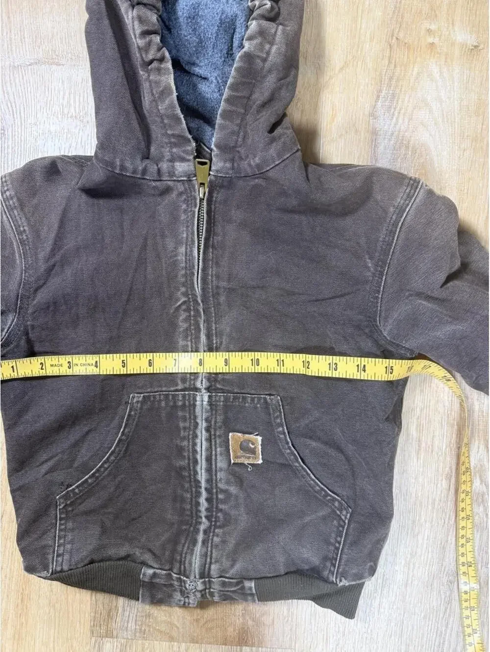 90s Kids Carhartt Hooded Zip-Up Jacket – Brown (No Size Tag)